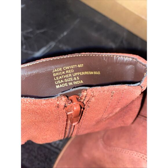 Crevo Mid Calf Brick Red Suede Leather Boots Size 8.5 NWB - Picture 7 of 8